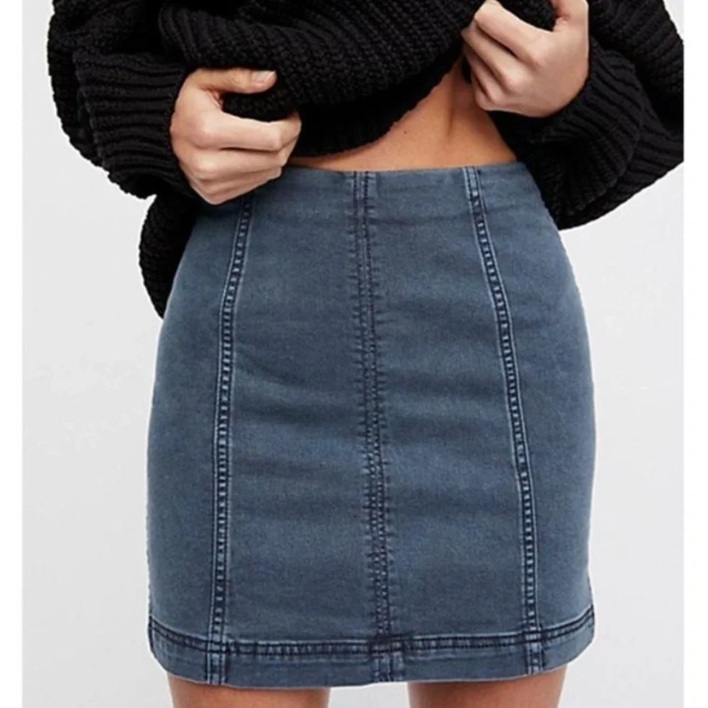 Free People We the Free Modern Femme Denim Stretch Mini Skirt 2